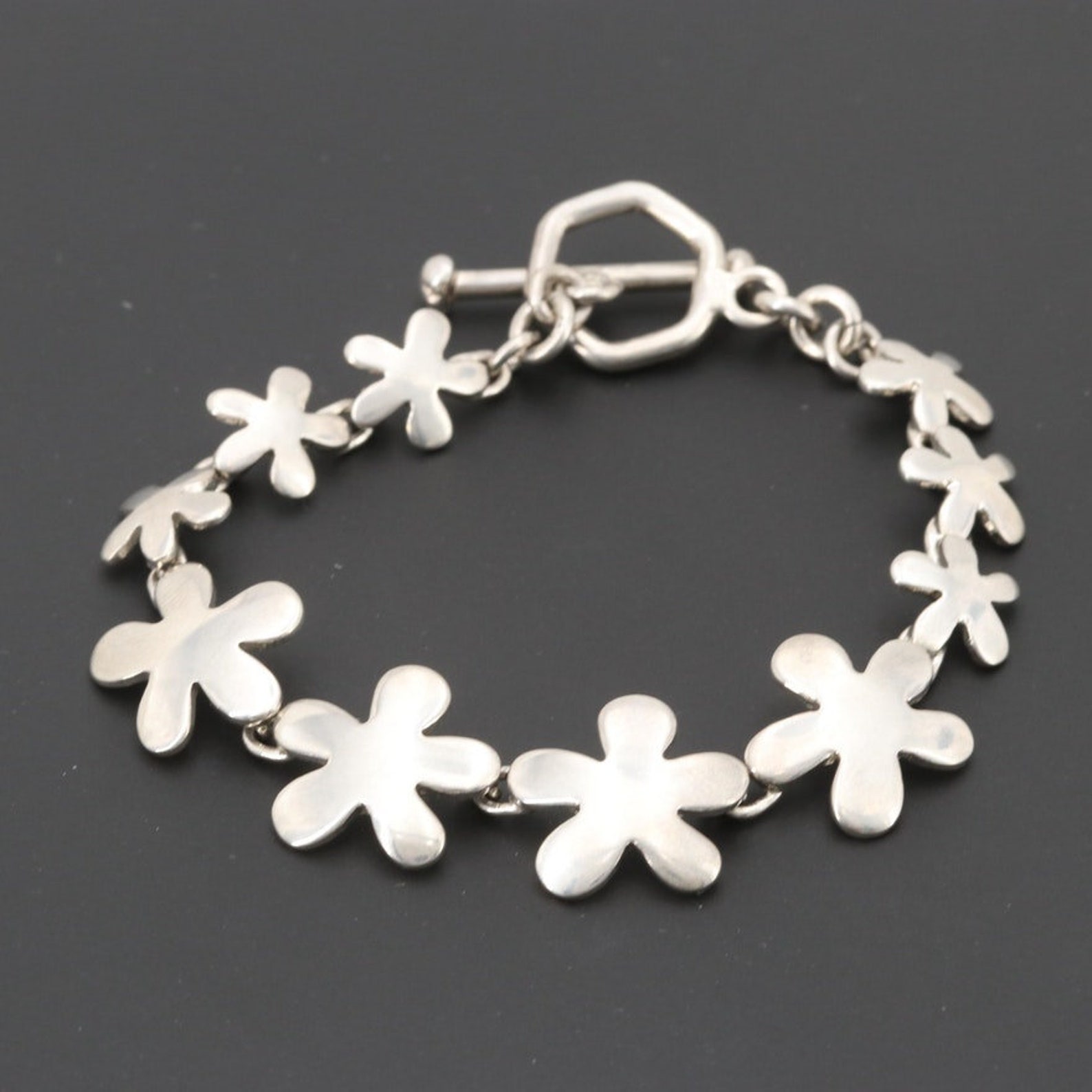 Sterling Silver 950 Flower Bracelet