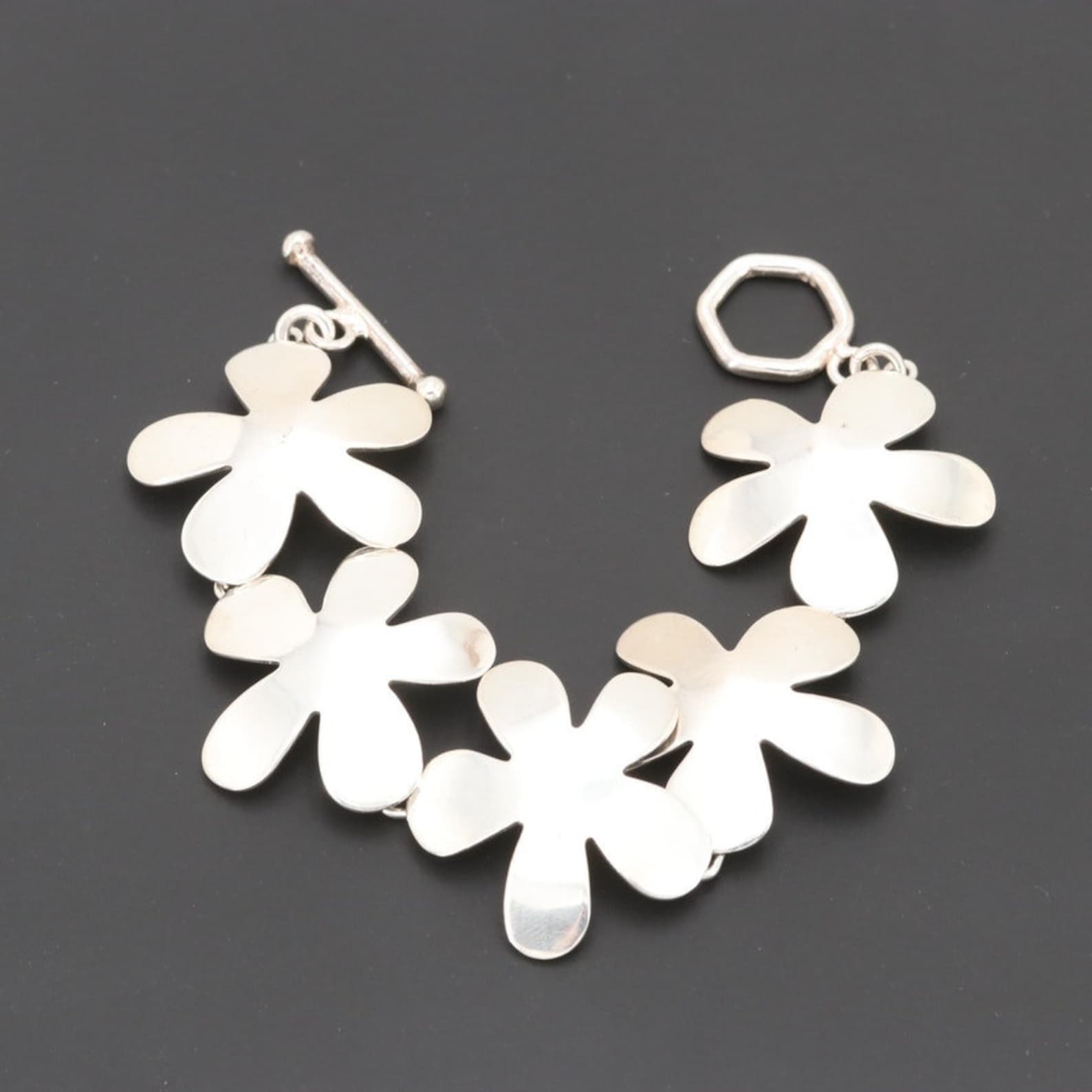 Sterling Silver 950 Flower Bracelet