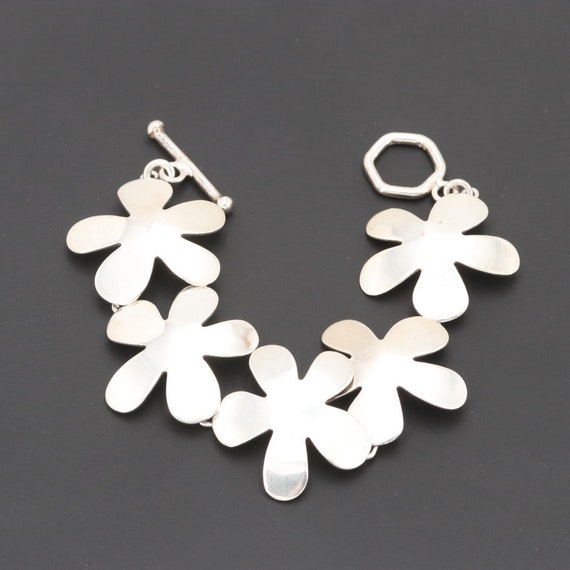 950 Fine Silver Flower Bracelet - image 1