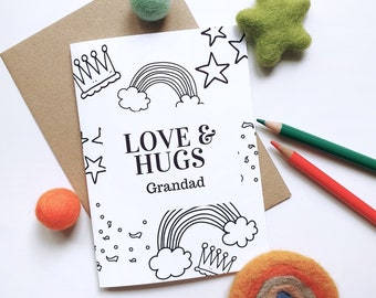 Colour Me In Personalised Fathers Day Crown Confetti Design - A6 Greeting Card