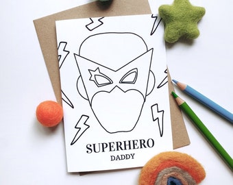 Colour Me In Personalised Fathers Day Superhero Lightning Design - A6 Greeting Card