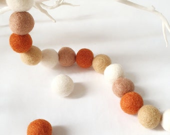 Pumpkin Spice Pom Pom Garland - Felt Ball Nursery Decor