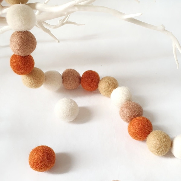 Pumpkin Spice Pom Pom Garland - Felt Ball Nursery Decor