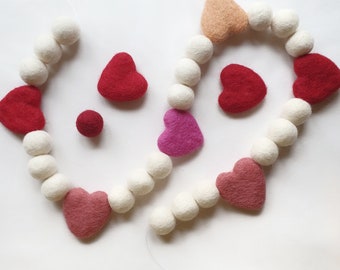 Valentines Day - Love Heart Pom Pom Garland - Felt Ball Nursery Decor