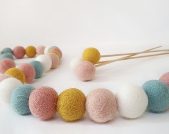 Nursery Decor - Bloom Pastel Pom Pom Garland - Felt Ball Garland