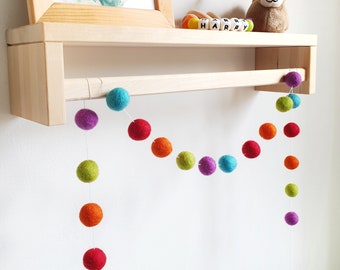 Rainbow Pom Pom Garland - Felt Ball Nursery Decor