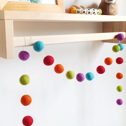Custom Pom Pom Garland Felt Ball Nursery Decor Etsy