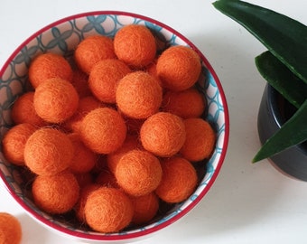 Orange 2cm Wool Felt Balls, 20mm Loose Pom Pom Felt Balls