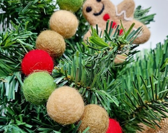 Christmas Decor - Pom Pom Garland Reindeer - Felt Ball Garland