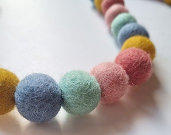 Bedroom Decor - Pastel Rainbow Pom Pom Garland - Felt Ball Garland - Nursery Decor