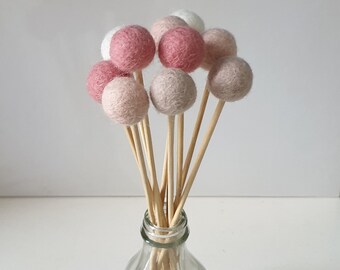 Blush Pom Pom Flowers, Felt Ball Bouquet Room Decor