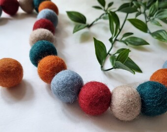 Boho Felt Ball Garland: Handmade Wool Pom Pom Nursery Decor