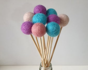 Narwal Pom Pom Flowers, Felt Ball Bouquet Room Decor