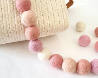 Ombre Pink Rainbow Pom Pom Garland - Felt Ball Nursery Decor