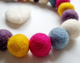 Summer Rainbow Pom Pom Garland - Felt Ball Nursery Decor