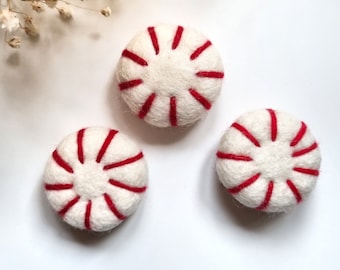 Felted Christmas Peppermint - Pack of 3 - Christmas Decor