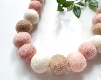 Blush Pom Pom Garland - Felt Ball Nursery Decor