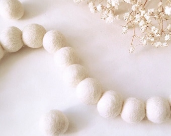 Ivory White Pom Pom Garland - Felt Ball Nursery Decor