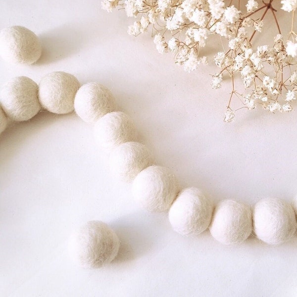 Ivory White Pom Pom Garland - Felt Ball Nursery Decor