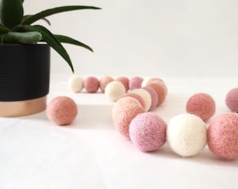 Pink Pom Pom Garland - Felt Ball Nursery Decor