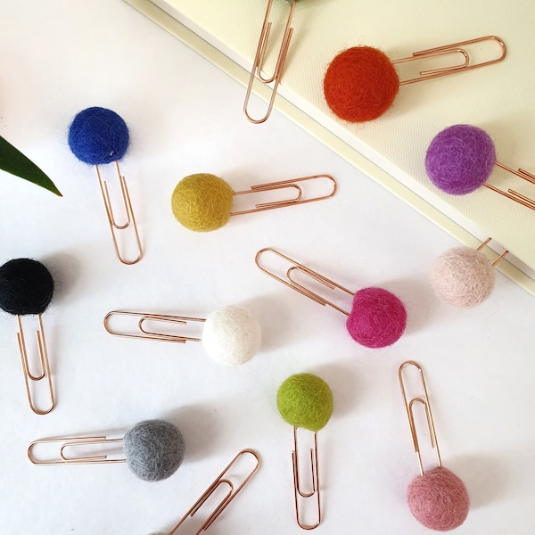 Custom Pom Pom Paperclips - Felt Ball Stationary Bookmarks