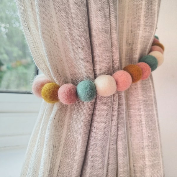 Bloom Pastel Curtain Felt Ball Pom Pom Tie Backs