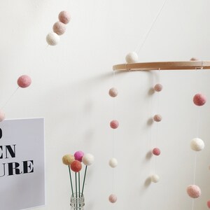 Custom Felt Ball Cot Mobile Pom Pom Nursery Decor image 5