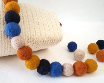 Vintage Retro Rainbow Pom Pom Garland - Felt Ball Nursery Decor