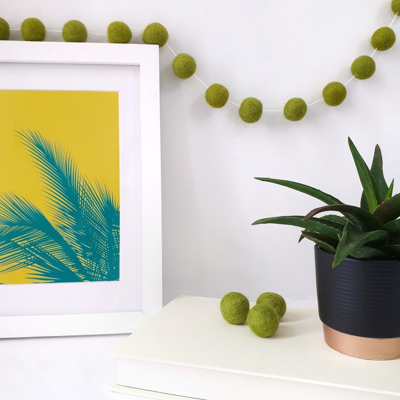 Felt Ball Nursery Decor Lime Pom Pom Garland