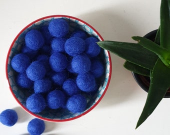 Navy 2cm Wool Felt Balls, 20mm Loose Pom Pom Felt Balls