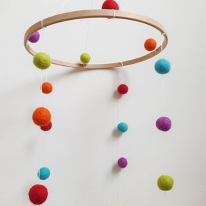 Custom Felt Ball Cot Mobile Pom Pom Nursery Decor image 4