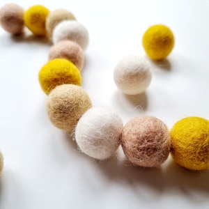 Safari Yellow Felt Ball Garland: Boho Nursery Decor