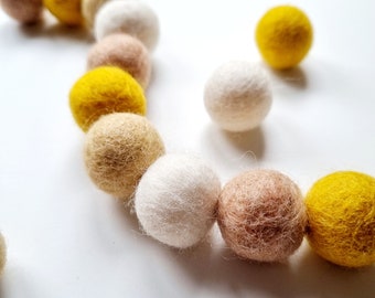 Nursery Decor - Safari Yellow Pom Pom Garland - Felt Ball Garland