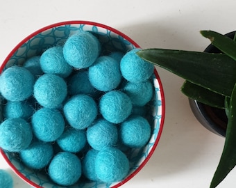 Blue 2cm Wool Felt Balls, 20mm Loose Pom Pom Felt Balls