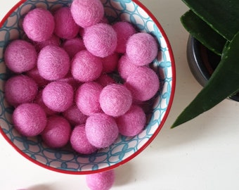 Pink 2cm Wool Felt Balls, 20mm Loose Pom Pom Felt Balls