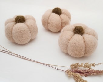 Felted Halloween Autumn Pumpkins, Blush - Pack of 3 - Halloween Autumn Decor