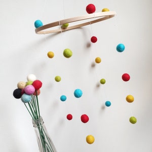 Custom Felt Ball Cot Mobile Pom Pom Nursery Decor image 6