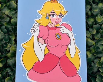 Księżniczka Owoc - pocztówka, wydruk artystyczny, dekoracja artystyczna, sztuka ścienna, ręcznie robiona sztuka, kawaii, słodka, dziwna, ręcznie rysowana, wydruk gracza, brat hydraulik