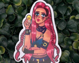 Cybergirl - 3-calowa naklejka winylowa, Cyberpunk, Vaporwave, naklejka do planera, naklejka na Kindle'a