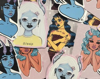 Monster Girls Vol. 1 Sticker Pack - 4 pack hand drawn stickers