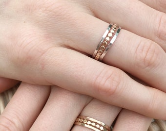 Handmade 14k Gold Filled Stacking Ring: Hammered or Dot