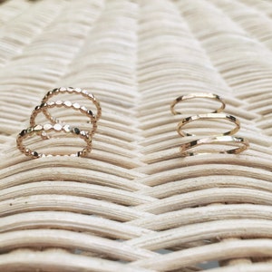 Classic 14k Gold Filled Hammered Ring, Thin Hammered Gold Ring, Gold Stacking Rings, Dainty Gold Rings, Minimalist Gold Ring, Gold Dot Ring