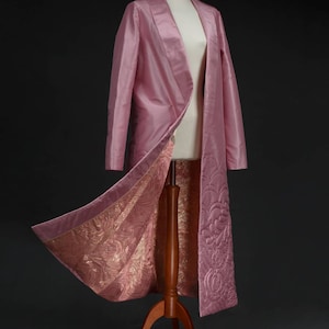 Haute couture pink silk evening coat, ready made for sale