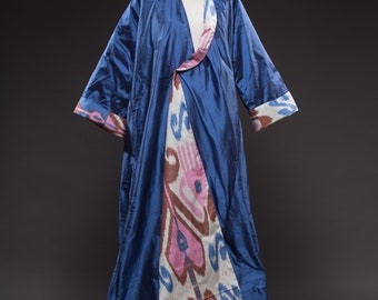 custom made banyan - robe de chambre silk reenactment 18th century