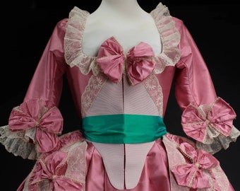 Robe a la Anglaise Kleid Kleid 18.Jahrhundert Reenactment Marie Antoinette