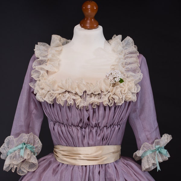 Chemise a la Reine, silk dress 18th century costume reenactment