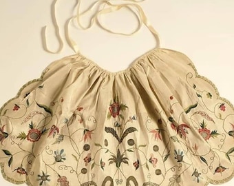 hand embroidered apron, museum quality, reenactment 18th century