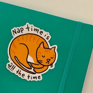 Nap Time is ALL the Time cute cat vinyl sticker image 2