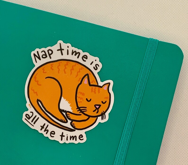 Nap Time is ALL the Time cute cat vinyl sticker image 2