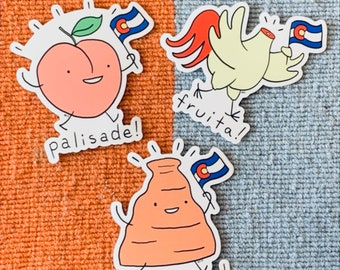 Grand Valley Colorado Sticker Set: Grand Junction, Palisade, Fruita